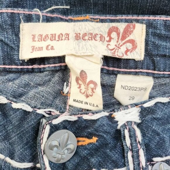 Laguna Beach Jean Co. Women's Large Stich Dark Straight Leg Jeans Sz 29 - Picture 2 of 5
